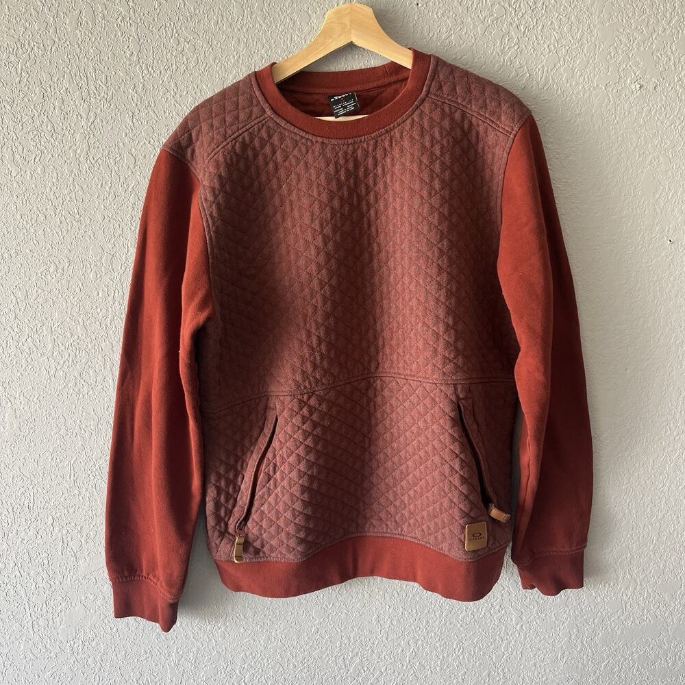 Vintage Oakley Orange Red Pullover Crewneck Sweatshirt Men’s Large Textured